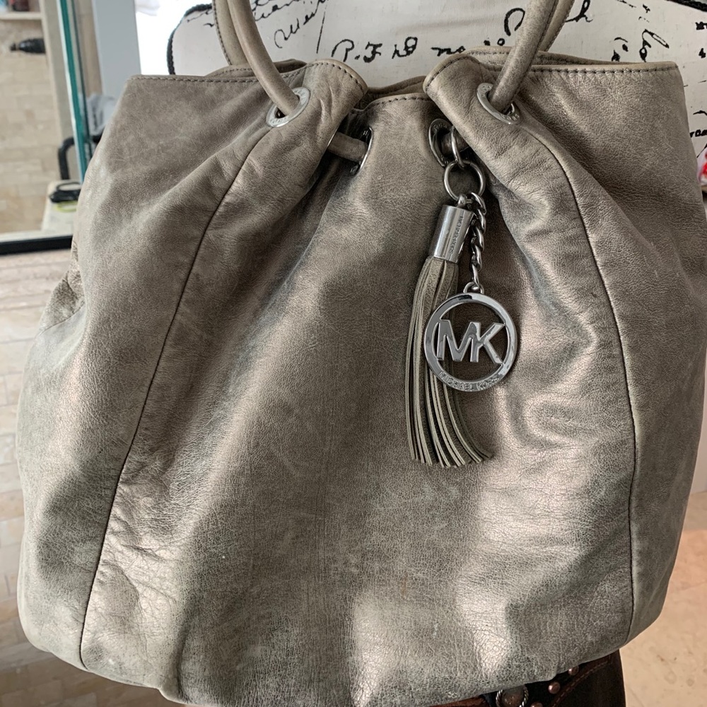 Michael Kors purse handbag silver metallic